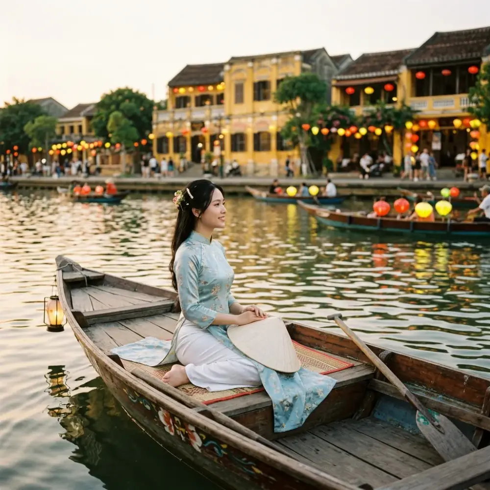 Kinh Nghiệm Đi Thuyền Gỗ Sông Hoài Thả Hoa Đăng: Giá Vé Chuẩn, Khung Giờ Hoàng Hôn & Bí Quyết Chụp Ảnh Đêm