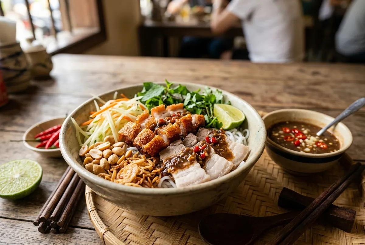 Cả nhóm cùng thưởng thức các món vừa nấu tại bàn ăn cuối buổi học