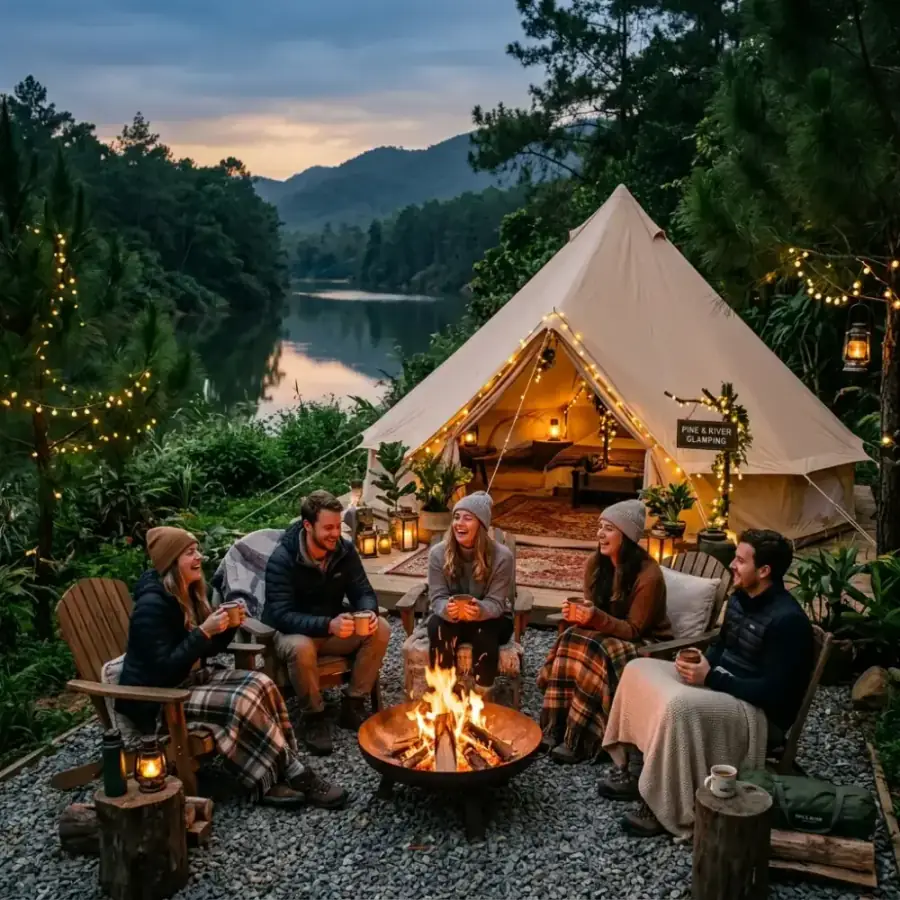 Top 4 Khu Cắm Trại Glamping Hòa Bắc Đà Nẵng Sang Xịn Mịn: Nằm Lều Mông Cổ & Thưởng Thức Tiệc Nướng BBQ Suối