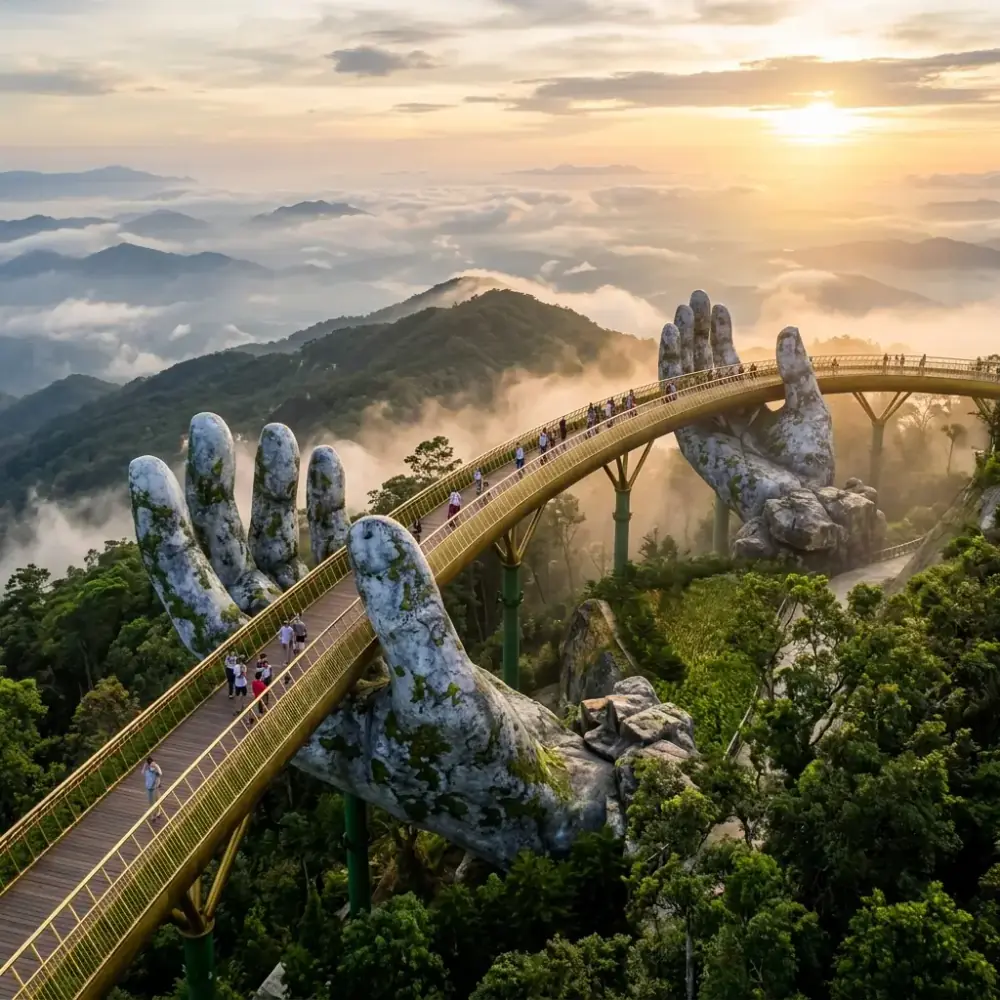 Bí Quyết Chụp Ảnh Cầu Vàng Bà Nà Hills Vắng Người & Canh Góc Săn Mây Triệu View Chuẩn Quốc Tế