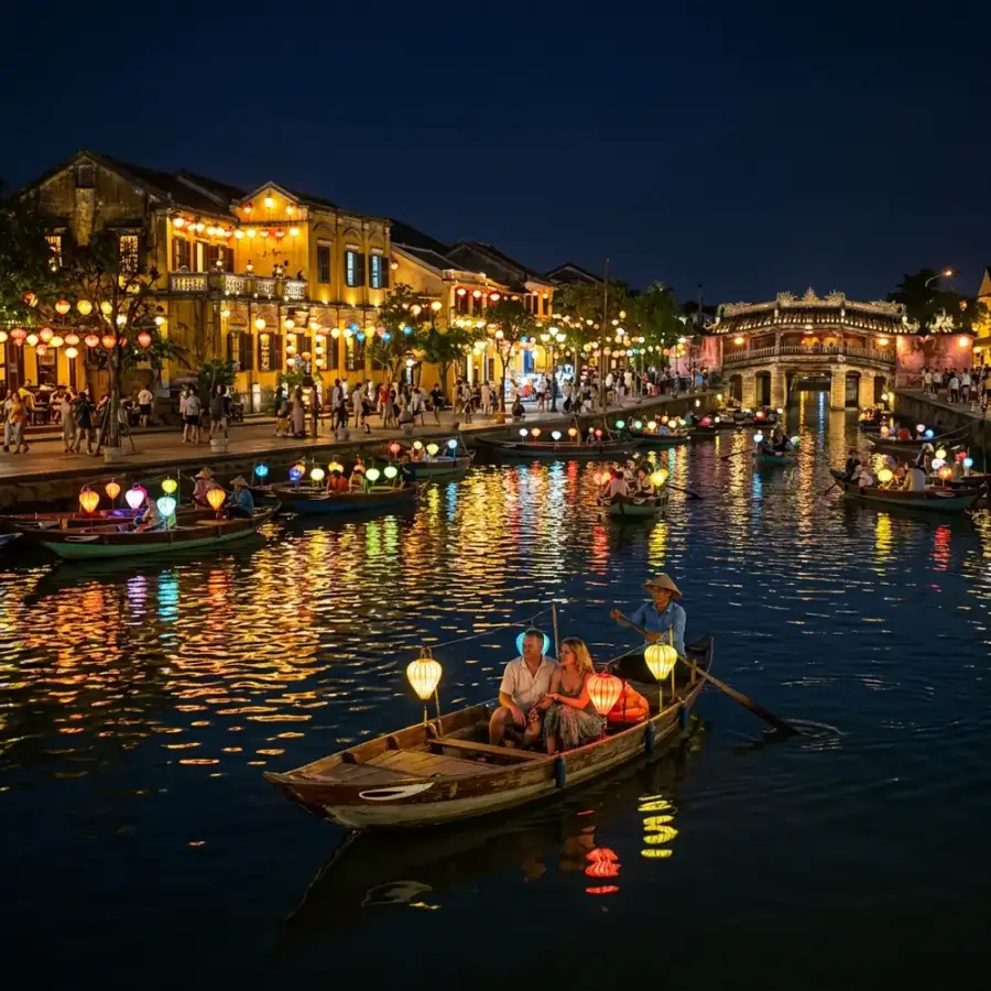 Phố cổ Hội An rực đèn lồng vào buổi tối
